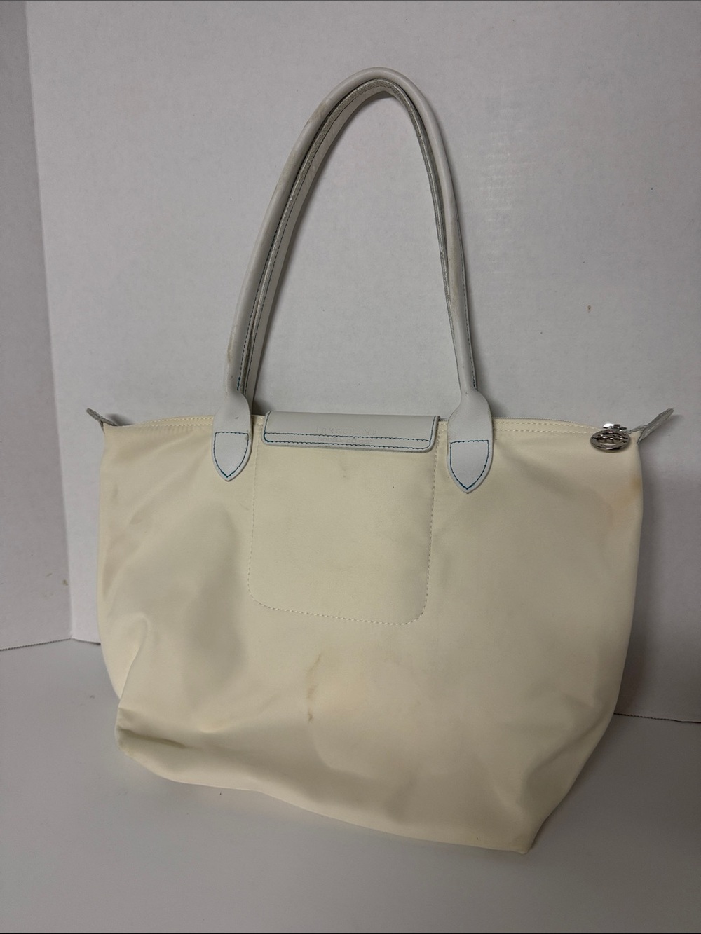Longchamp RARE Blue Horse cream tote - Picture 2 of 14